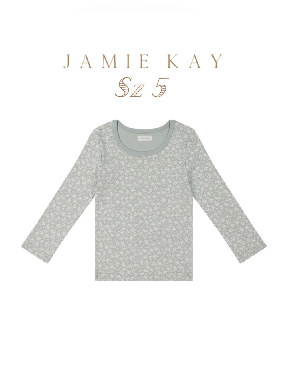 Jamie Kay Floral Organic Cotton Long Sleeve Top Sage Green - Size 5